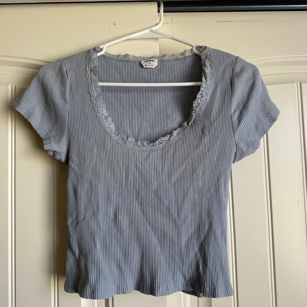 Cotton On Blue Lace Trim Tee